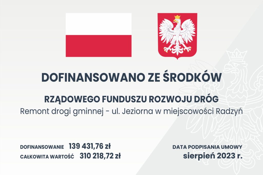 5444_Radzyn Tablica informująca o dofinansowaniu zgodnie w wymaganiami projektu.